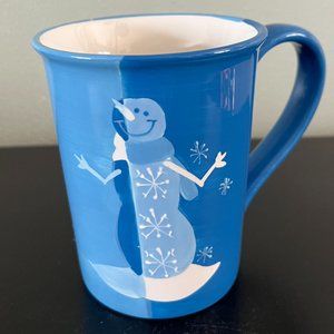 Sonoma Life Style Blue & White Snowman Coffee Mug Cup
